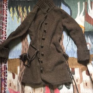 Knitted Heather Button Up Long Sweater Jacket